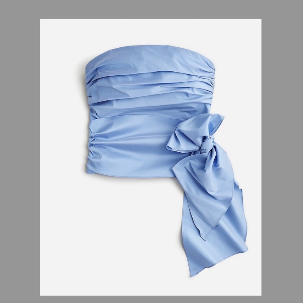 J Crew NWT Collection Taffeta Strapless Ruched Top with Bow Size 0